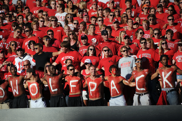 NC State students get pumped up for the Pack before the WCU football game. PHOTO BY ROGER WINSTEAD