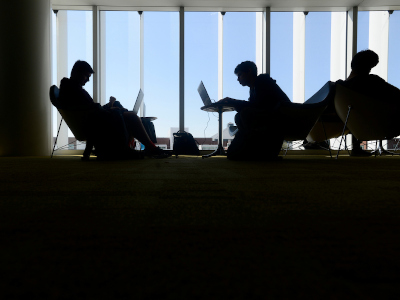 Studying in Library